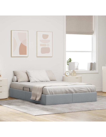 Letto con Contenitore Grigio chiaro 135 x 190 cm Tessuto