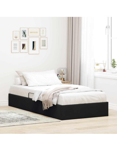 Letto con Contenitore con materasso Nero 90 x 190 cm Velluto