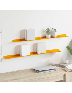 Scaffale da parete 2 pcs Giallo senape 100 x 9 x 2,5 cm