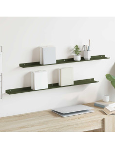 Scaffale da parete 2 pcs Verde oliva 100 x 9 x 2,5 cm