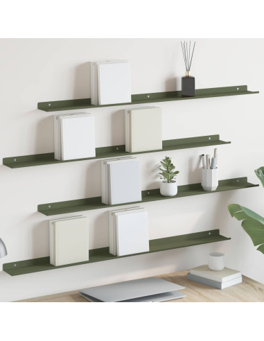 Scaffale da parete 4 pcs Verde oliva 100 x 9 x 2,5 cm