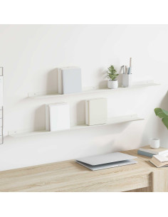 Scaffale da parete 2 pcs Bianco 100 x 9 x 2,5 cm