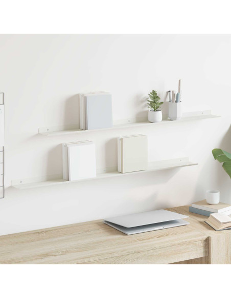 Scaffale da parete 2 pcs Bianco 100 x 9 x 2,5 cm