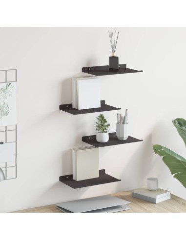 Scaffale da parete con lo scaffale 4 pcs Nero 30 x 18 x 2,5 cm