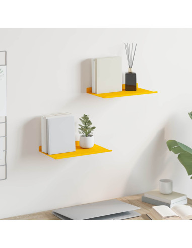 Scaffale da parete 2 pcs Giallo senape 30 x 18 x 2,5 cm