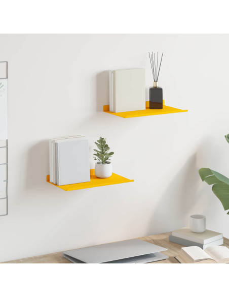 Scaffale da parete 2 pcs Giallo senape 30 x 18 x 2,5 cm