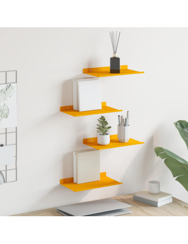 Scaffale da parete 4 pcs Giallo senape 30 x 18 x 2,5 cm