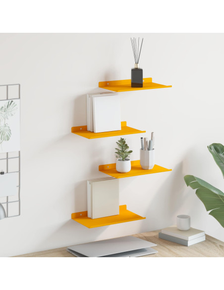 Scaffale da parete 4 pcs Giallo senape 30 x 18 x 2,5 cm