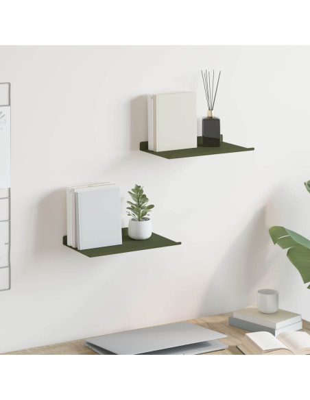 Scaffale da parete 2 pcs Verde oliva 30 x 18 x 2,5 cm
