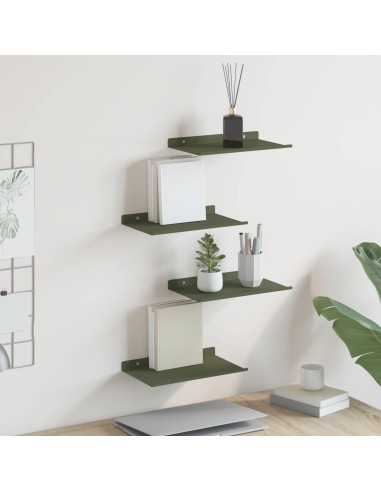 Scaffale da parete 4 pcs Verde oliva 30 x 18 x 2,5 cm