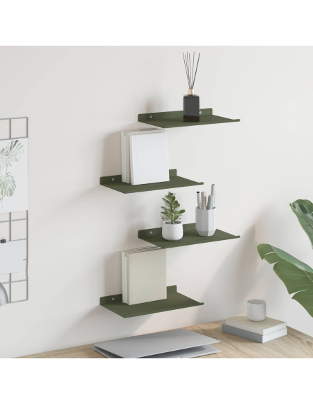 Scaffale da parete 4 pcs Verde oliva 30 x 18 x 2,5 cm