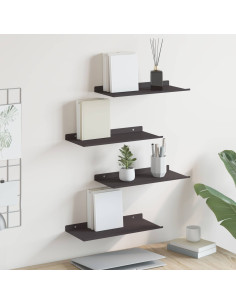 Scaffale da parete con lo scaffale 4 pcs Nero 40 x 18 x 2,5 cm