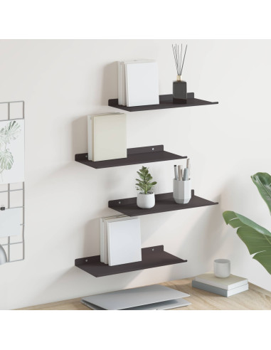 Scaffale da parete con lo scaffale 4 pcs Nero 40 x 18 x 2,5 cm