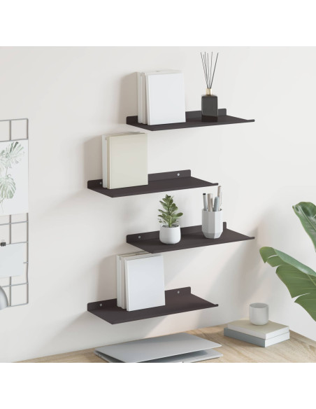 Scaffale da parete con lo scaffale 4 pcs Nero 40 x 18 x 2,5 cm
