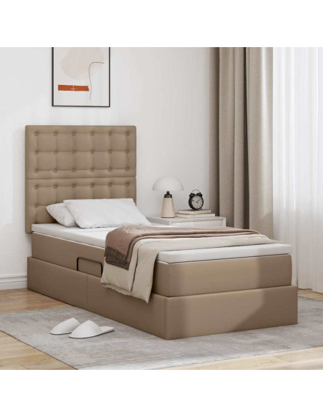 Letto con Contenitore Cappuccino 90 x 200 cm Pelle Sintetica
