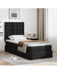 Letto con Contenitore Nero 100 x 200 cm Pelle Sintetica