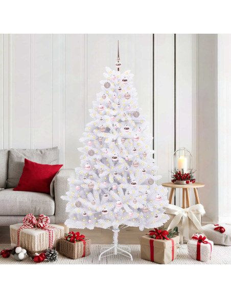 Albero di Natale Artificiale con Rami Pieghevoli Bianco 180 cm