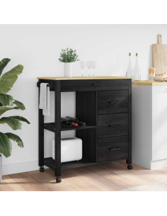 Carrello da Cucina MONZA Nero 84 x 40 x 88,5 cm