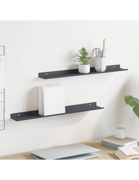 Scaffale da parete 2 pcs Antracite 60 x 9 x 2,5 cm
