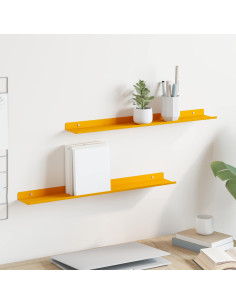 Scaffale da parete 2 pcs Giallo senape 60 x 9 x 2,5 cm