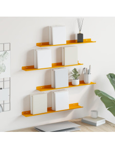 Scaffale da parete 4 pcs Giallo senape 60 x 9 x 2,5 cm