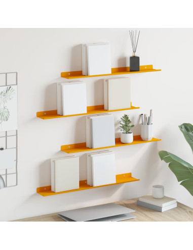 Scaffale da parete 4 pcs Giallo senape 60 x 9 x 2,5 cm