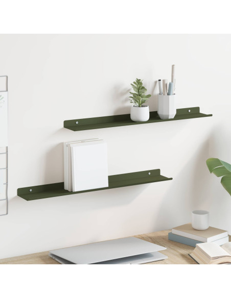 Scaffale da parete 2 pcs Verde oliva 60 x 9 x 2,5 cm