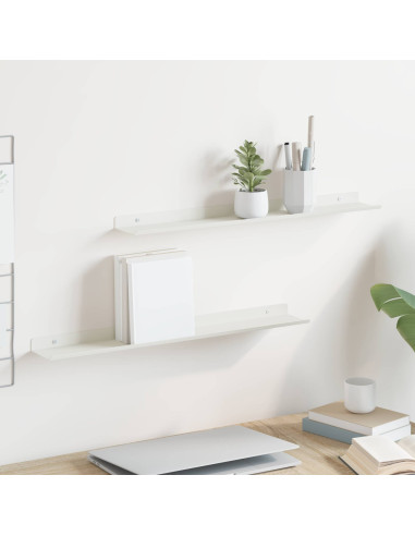 Scaffale da parete con lo scaffale 2 pcs Bianco 60 x 9 x 2,5 cm