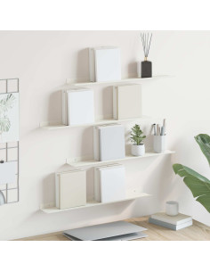 Scaffale da parete con lo scaffale 4 pcs Bianco 60 x 9 x 2,5 cm