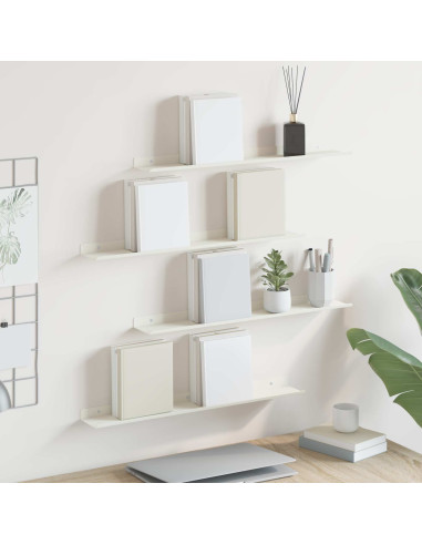 Scaffale da parete con lo scaffale 4 pcs Bianco 60 x 9 x 2,5 cm