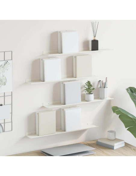 Scaffale da parete con lo scaffale 4 pcs Bianco 60 x 9 x 2,5 cm