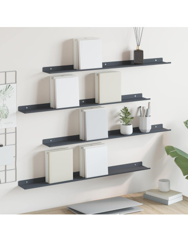 Scaffale da parete 4 pcs Antracite 80 x 9 x 2,5 cm