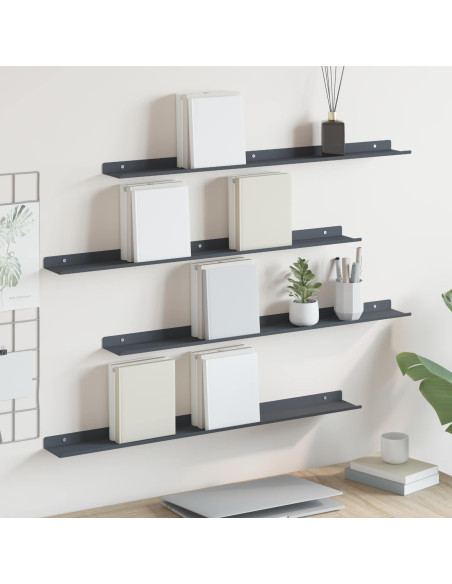 Scaffale da parete 4 pcs Antracite 80 x 9 x 2,5 cm