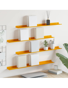 Scaffale da parete 4 pcs Giallo senape 80 x 9 x 2,5 cm