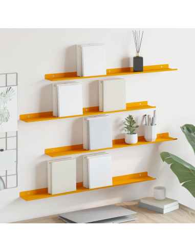 Scaffale da parete 4 pcs Giallo senape 80 x 9 x 2,5 cm