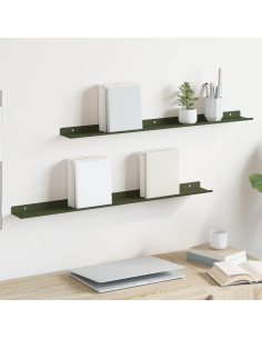 Scaffale da parete 2 pcs Verde oliva 80 x 9 x 2,5 cm