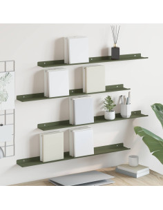 Scaffale da parete 4 pcs Verde oliva 80 x 9 x 2,5 cm