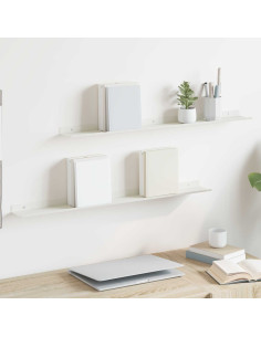 Scaffale da parete con lo scaffale 2 pcs Bianco 80 x 9 x 2,5 cm