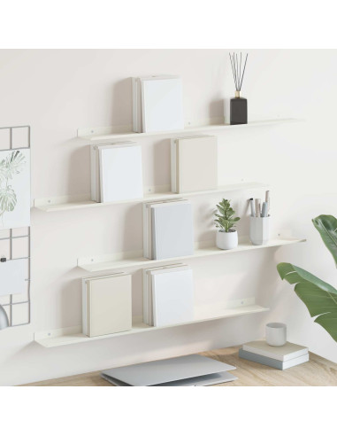 Scaffale da parete con lo scaffale 4 pcs Bianco 80 x 9 x 2,5 cm