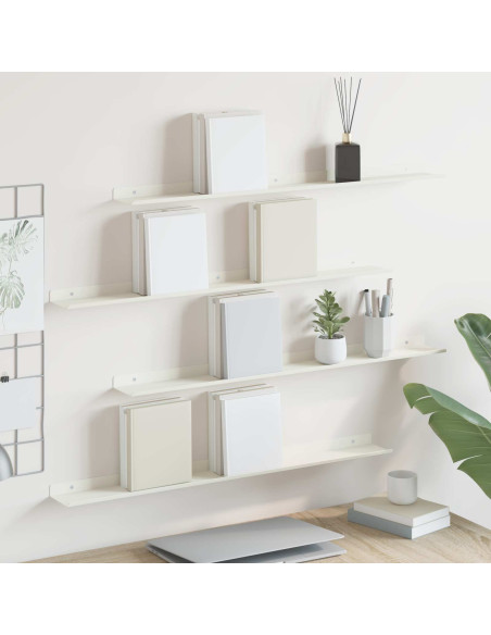 Scaffale da parete con lo scaffale 4 pcs Bianco 80 x 9 x 2,5 cm