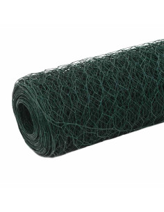 Recinzione in Rete per Pollaio in Acciaio e PVC 25x1,5 m Verde