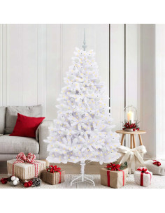 Albero di Natale Artificiale con Rami Pieghevoli Bianco 180 cm