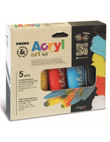 5 TUBI COL.ACRILICO FINE 75ML,PRIMA