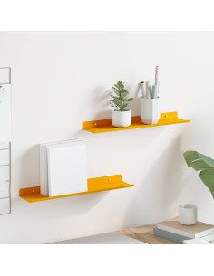 Scaffale da parete 2 pcs Giallo senape 40 x 9 x 2,5 cm