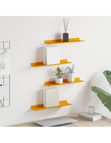 Scaffale da parete 4 pcs Giallo senape 40 x 9 x 2,5 cm