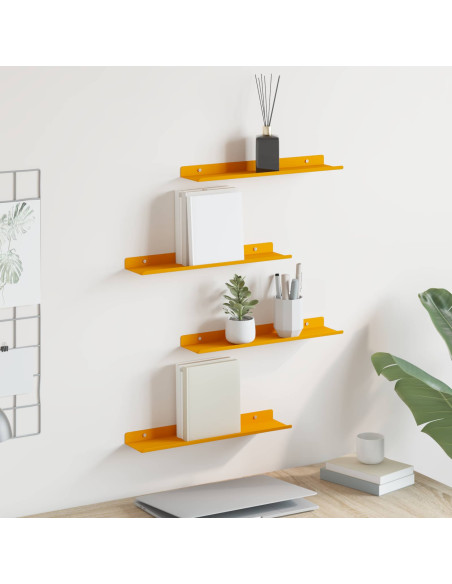 Scaffale da parete 4 pcs Giallo senape 40 x 9 x 2,5 cm
