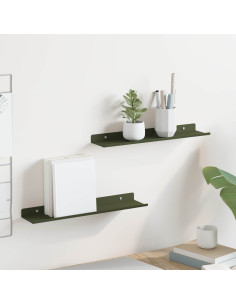 Scaffale da parete 2 pcs Verde oliva 40 x 9 x 2,5 cm