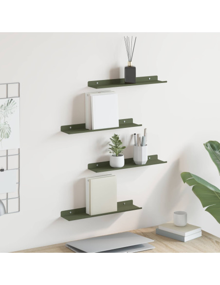 Scaffale da parete 4 pcs Verde oliva 40 x 9 x 2,5 cm