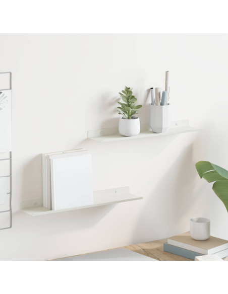 Scaffale da parete con lo scaffale 2 pcs Bianco 40 x 9 x 2,5 cm