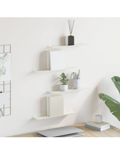 Scaffale da parete con lo scaffale 4 pcs Bianco 40 x 9 x 2,5 cm